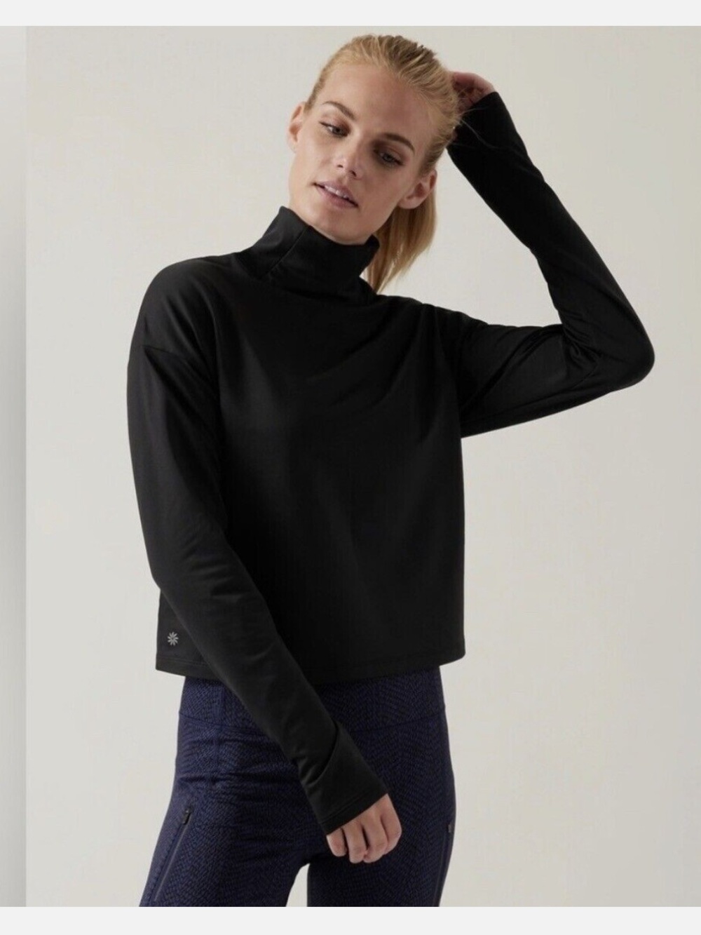 Athleta Whistler Mock Neck Top in Black